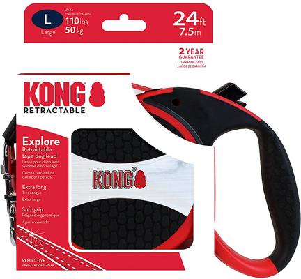 Show full view: KONG Retractable Explore Reflective Retractable Dog Leash, Red, Large: 24-ft long, 0.6-in wide slide 5 of 6