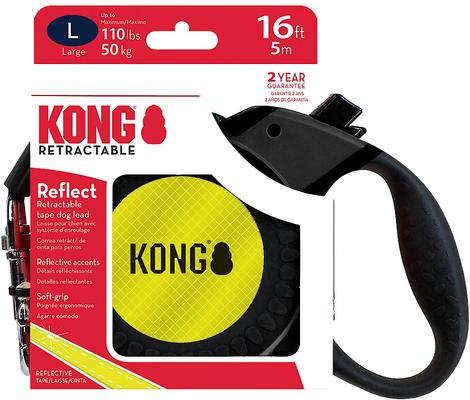 Show full view: KONG Retractable Reflect Reflective Retractable Dog Leash, Black, Large: 16-ft long, 1/2-in wide slide 5 of 6