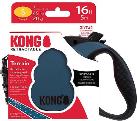 Show full view: KONG Retractable Terrain Nylon Reflective Retractable Dog Leash, Blue, Small: 16-ft long, 3/8-in wide slide 5 of 6