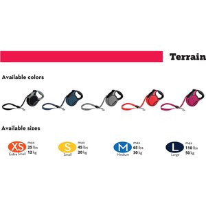 KONG Retractable Terrain Nylon Reflective Retractable Dog Leash, Fuchsia, Large: 16-ft long, 1/2-in wide