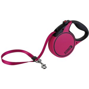KONG Retractable Terrain Nylon Reflective Retractable Dog Leash, Fuchsia, Small: 16-ft long, 3/8-in wide