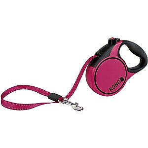 KONG Retractable Terrain Nylon Reflective Retractable Dog Leash, Fuchsia, X-Small: 10-ft long, 3/8-in wide