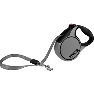 KONG Retractable Terrain Nylon Reflective Retractable Dog Leash, Grey, X-Small: 10-ft long, 3/8-in wide