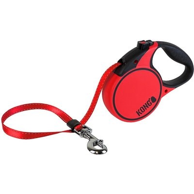 KONG Retractable KONG Retractable Terrain Nylon Reflective Retractable Dog Leash, Red, Large: 16-ft long, 1/2-in wide