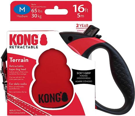 Show full view: KONG Retractable Terrain Nylon Reflective Retractable Dog Leash, Red, Medium: 16-ft long, 7/16-in wide slide 5 of 6