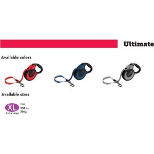 KONG Retractable Ultimate Reflective Retractable Dog Leash, Red, X-Large: 16-ft long, 0.6-in wide