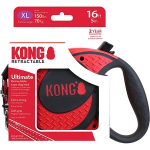 KONG Retractable Ultimate Reflective Retractable Dog Leash, Red, X-Large: 16-ft long, 0.6-in wide