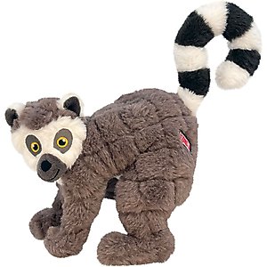 KONG Scampers Lemur Squeaky Dog Plush Toy, Grey, Medium