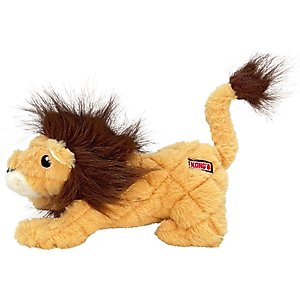 KONG Scampers Lion Squeaky Dog Plush Toy, Tan, Medium