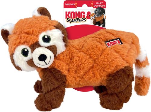 Show full view: KONG Scampers Red Panda Squeaky Dog Plush Toy, Brown, Medium slide 3 of 5