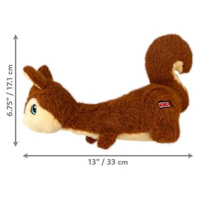 Show full view: KONG Scruffs Squirrel Squeaky Dog Plush Toy, Brown, Medium/Large slide 2 of 4