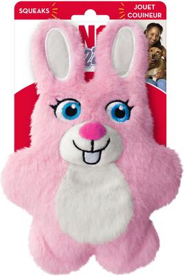 Show full view: KONG Snuzzles Kiddos Bunny Tough Squeaky Dog Plush Toy, Pink, Small slide 3 of 5