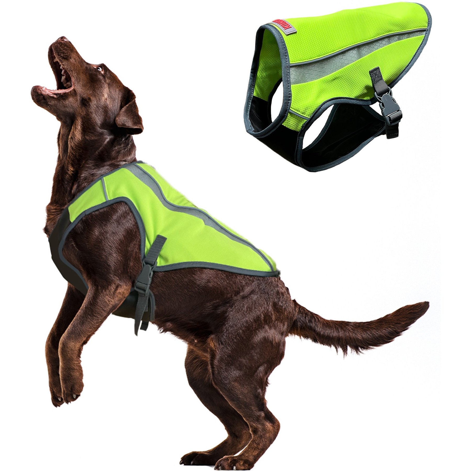 KONG Sport Kool Polyster Dog Safety Vest, Neon Yellow, Large