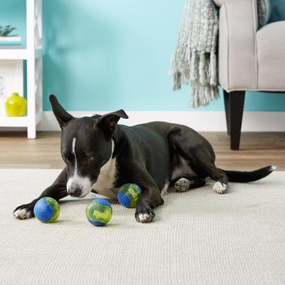 Show full view: KONG Squeezz Action Ball Dog Toy, Blue, Medium slide 5 of 8