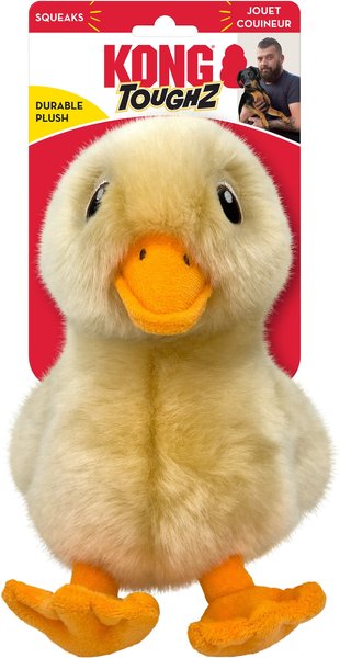 KONG Toughz Duck Squeaky Plush Dog Toy, Yellow, Medium
