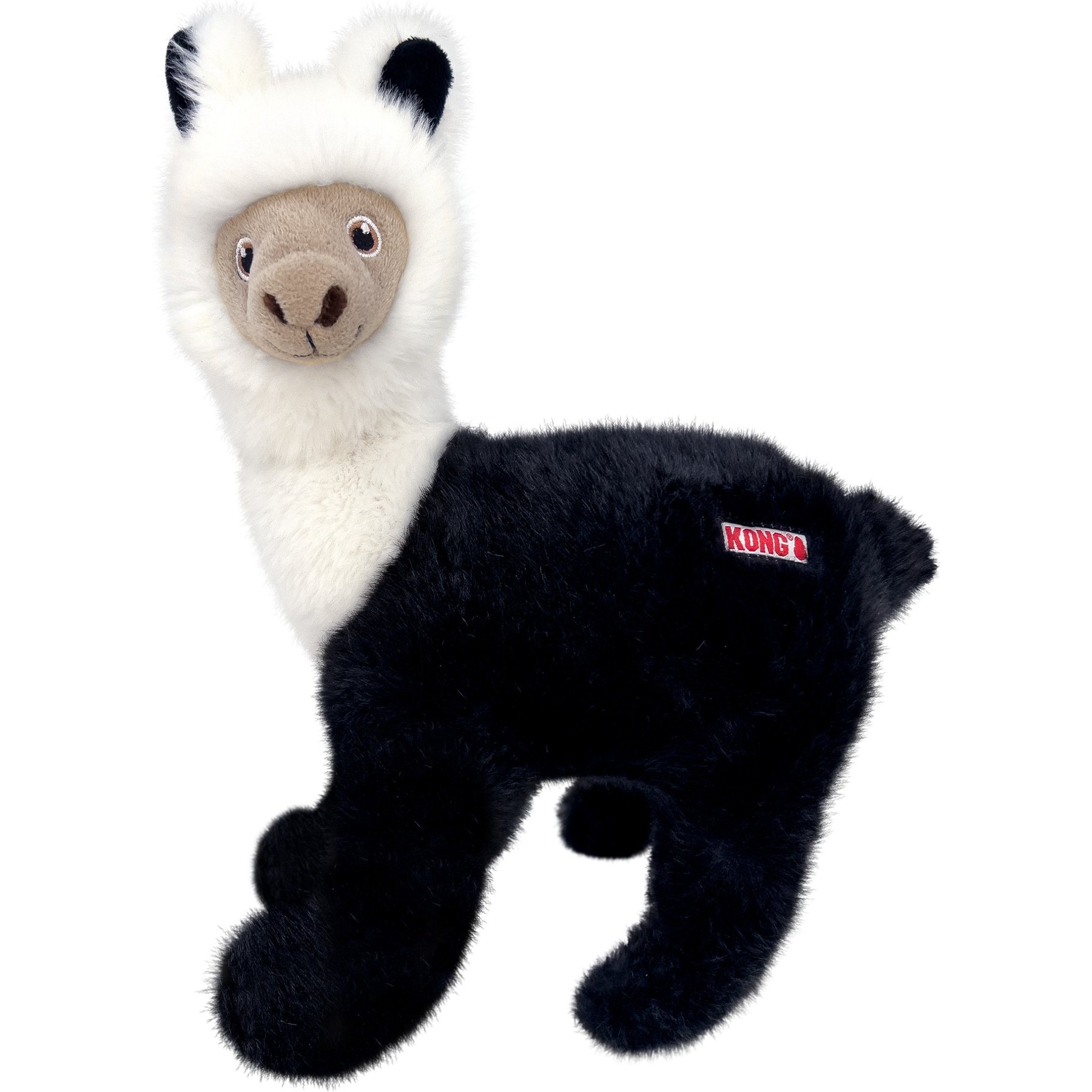 KONG Toughz Llama Squeaky Plush Dog Toy, Black/White, Medium