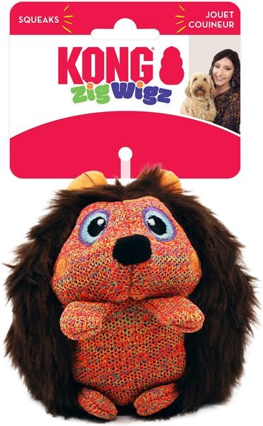 KONG ZigWigz Hedgehog Squeaky Plush Dog Toy, Medium