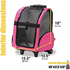 KOPEKS Deluxe Backpack Dog & Cat Carrier, Large, Pink
