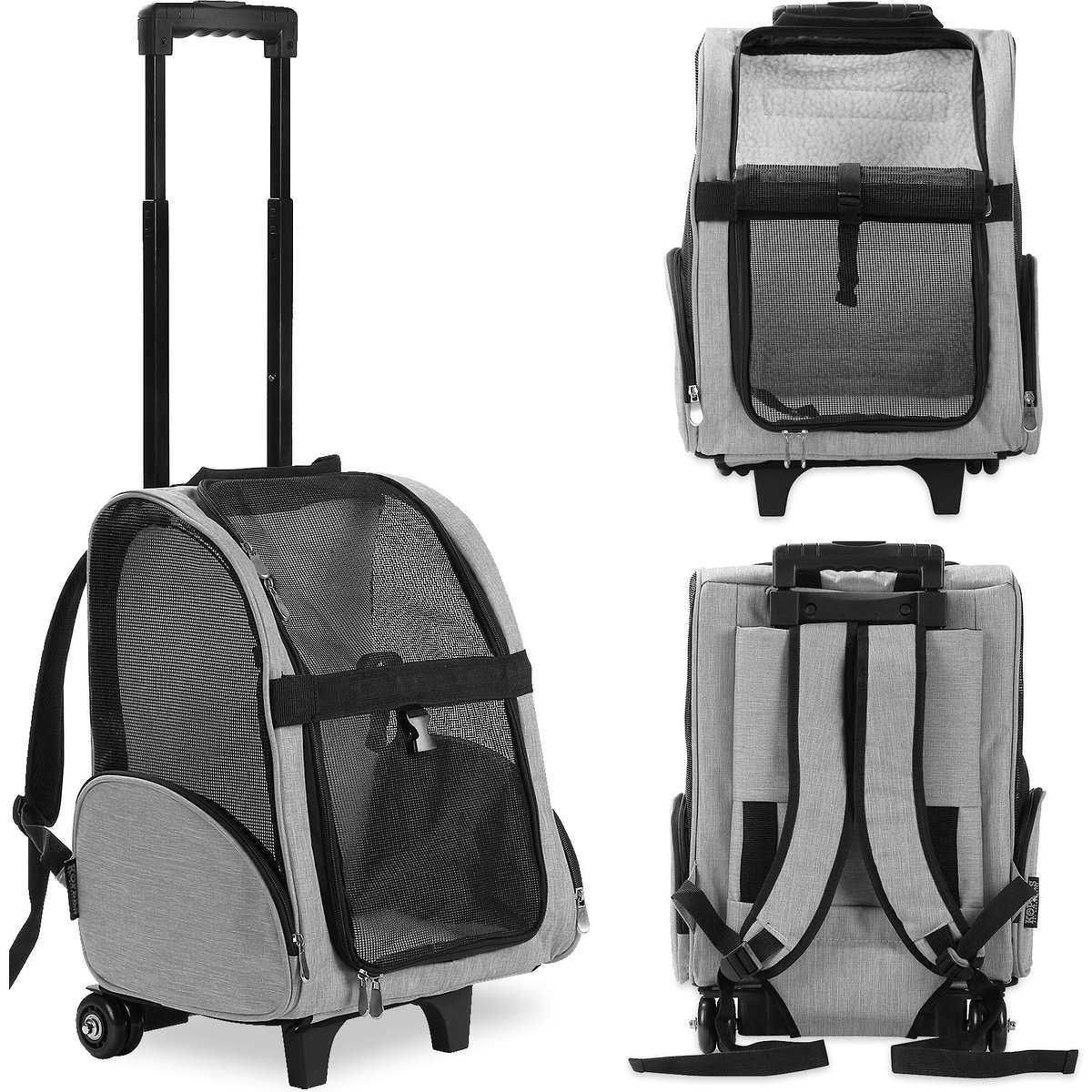 Deluxe Travel Airline-Approved Dog & Cat Carrier Backpack, Grey, Kopeks
