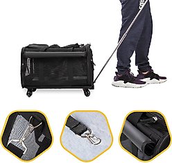 KOPEKS Detachable Wheel Dog & Cat Carrier Bag, Black slide 2 of 4