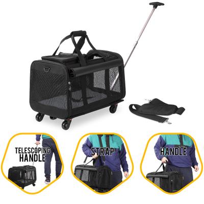 Show full view: KOPEKS Detachable Wheel Dog & Cat Carrier Bag, Black slide 4 of 5