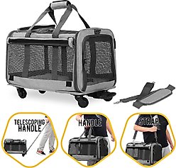 KOPEKS Detachable Wheel Dog & Cat Carrier Bag, Grey slide 2 of 4