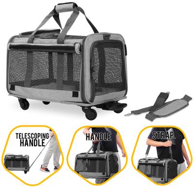 Show full view: KOPEKS Detachable Wheel Dog & Cat Carrier Bag, Grey slide 2 of 5
