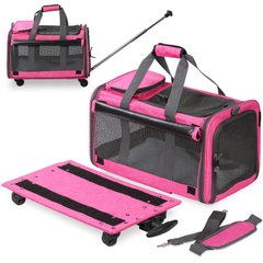 KOPEKS Detachable Wheel Dog & Cat Carrier Bag, Pink