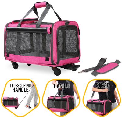 Show full view: KOPEKS Detachable Wheel Dog & Cat Carrier Bag, Pink slide 3 of 6
