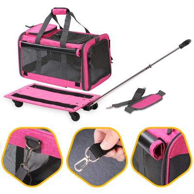 Show full view: KOPEKS Detachable Wheel Dog & Cat Carrier Bag, Pink slide 4 of 6