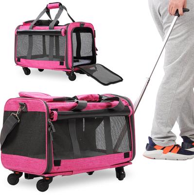 Show full view: KOPEKS Detachable Wheel Dog & Cat Carrier Bag, Pink slide 5 of 6