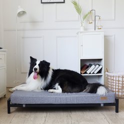 KOPEKS Orthopedic Elevated Bolster Dog Bed with Removable Cover, Gray, X-Large