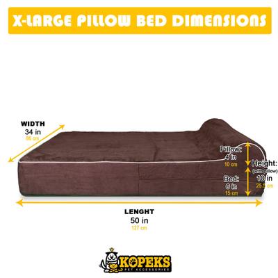 Show full view: KOPEKS Orthopedic Pillow Dog Bed with Removable Cover, Brown, X-Large slide 6 of 12