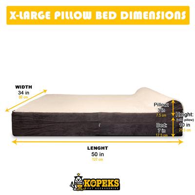 Show full view: KOPEKS Orthopedic Pillow Dog Bed with Removable Cover, White & Brown, X-Large slide 2 of 8
