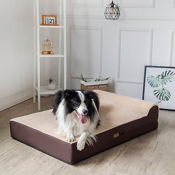 Show full view: KOPEKS Orthopedic Pillow Dog Bed with Removable Cover, White & Brown, X-Large slide 3 of 8