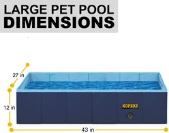 KOPEKS Outdoor Portable Rectangular Dog Swimming Pool, Blue, Large slide 2 of 4