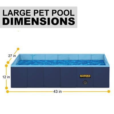 Show full view: KOPEKS Outdoor Portable Rectangular Dog Swimming Pool, Blue, Large slide 2 of 5