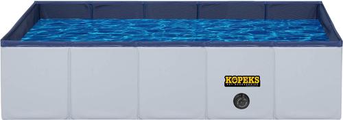 Show full view: KOPEKS Outdoor Portable Rectangular Dog Swimming Pool, Gray, Medium slide 1 of 5