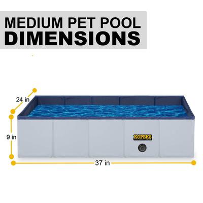 Show full view: KOPEKS Outdoor Portable Rectangular Dog Swimming Pool, Gray, Medium slide 2 of 5
