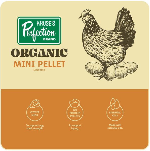 Show full view: Kruse's Perfection Brand Organic Poultry 17% Protein Mini Pellet Layer Chicken Feed, 40-lb bag slide 5 of 6