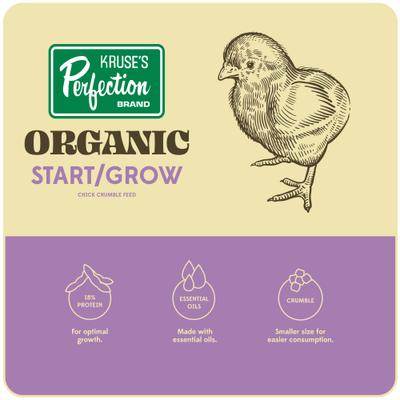 Show full view: Kruse's Perfection Brand Organic Poultry Starter Grower 18% Protein Crumble Chicken Feed, 40-lb bag slide 4 of 5
