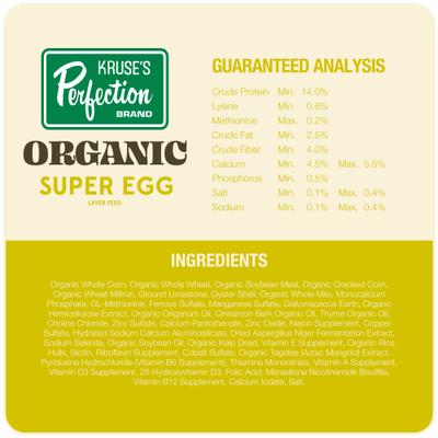 Show full view: Kruse's Perfection Brand Organic Super Egg 17% Protein Layer Chicken Feed, 40-lb bag slide 5 of 6