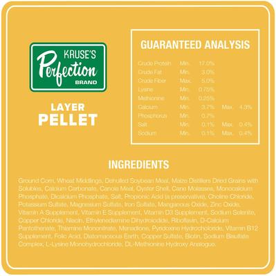Show full view: Kruse's Perfection Brand Poultry Layer Pellet Chicken Feed, 40-lb bag slide 5 of 6