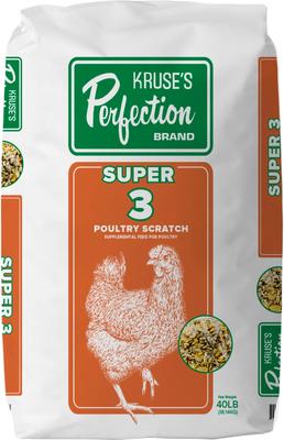 Show full view: Kruse's Perfection Brand Super 3 Scratch 8% Protein Grain Poultry Feed, 40-lb bag slide 1 of 6