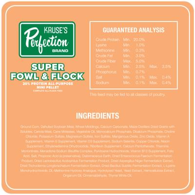 Show full view: Kruse's Perfection Brand Super Flock All Purpose 20% Protein Mini Pellet Chicken Feed, 40-lb bag slide 5 of 5