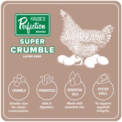 Show full view: Kruse's Perfection Brand Super Layer Crumble 16% Protein Chicken Feed, 40-lb bag slide 4 of 5