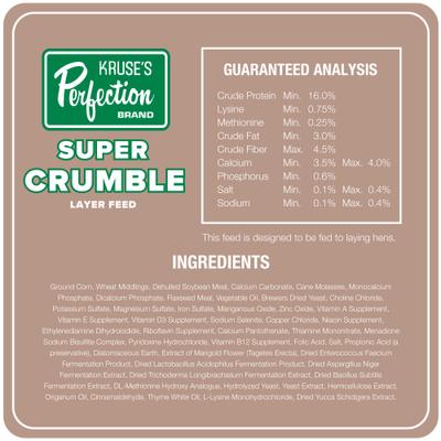 Show full view: Kruse's Perfection Brand Super Layer Crumble 16% Protein Chicken Feed, 40-lb bag slide 5 of 5