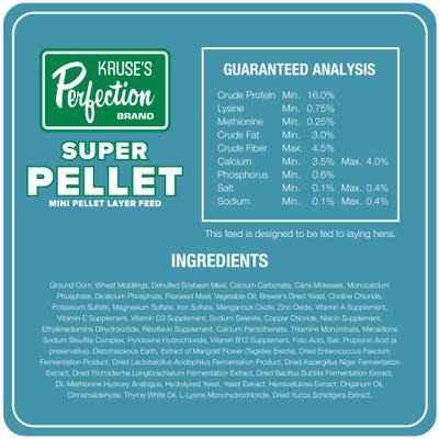 Show full view: Kruse's Perfection Brand Super Layer Pellet 16% Protein Chicken Feed, 40-lb bag slide 5 of 5