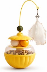 Kseroo 2-in-1 Wobbling Treat-Dispensing Cat Toy, Yellow