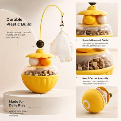 Show full view: Kseroo 2-in-1 Wobbling Treat-Dispensing Cat Toy, Yellow slide 5 of 9